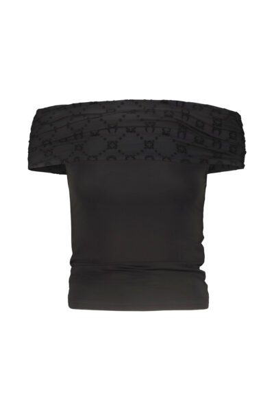 MARINE SERRE Marine Serre off-the-shoulder viscose top Black