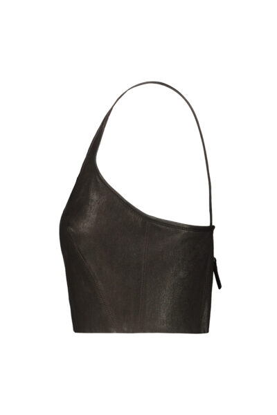 RICK OWENS Rick Owens Tower top in stretch leather Black