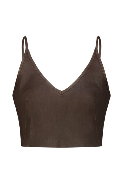 RICK OWENS Rick Owens Tower top in stretch leather Brown