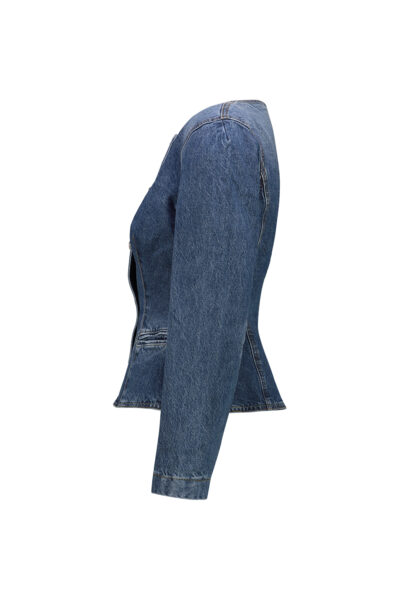 MAGDA BUTRYM FITTED DENIM PEPLUM JACKET Blue