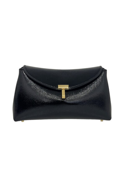 TOTEME mini T-lock leather clutch Black