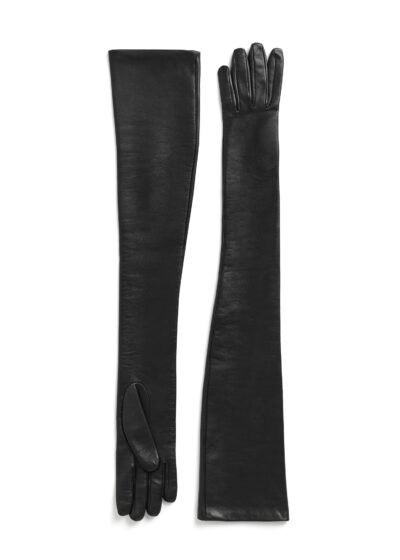TOTEME extra long leather glooves Black