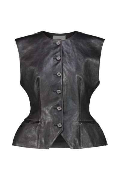MAGDA BUTRYM leather flared vest Black