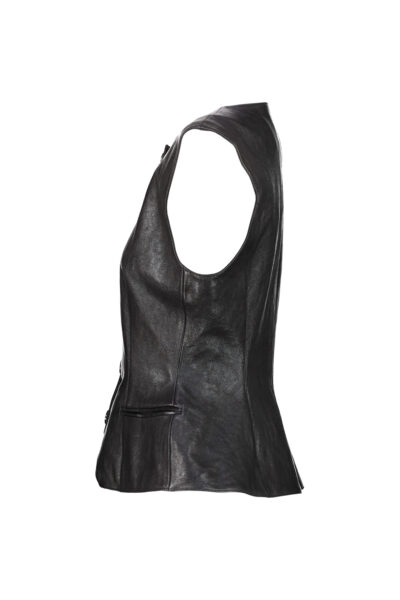 MAGDA BUTRYM leather flared vest Black