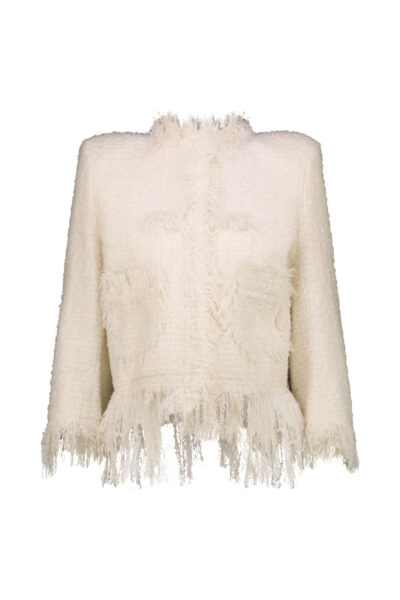 MATIERES FECALES MADEMOISELLE TWEED DECHIRE JACKET White