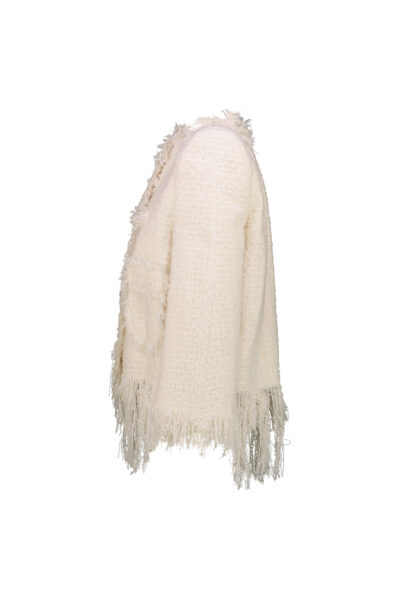 MATIERES FECALES MADEMOISELLE TWEED DECHIRE JACKET White