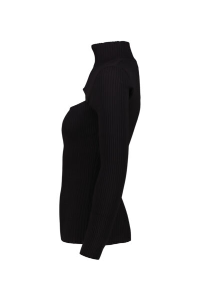 COURRÈGES SWEATER RIB KNIT SLASH MOCKNECK Black
